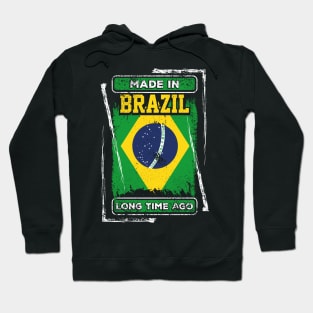 Brazil Flag Born Distressed Novelty Gift Hoodie